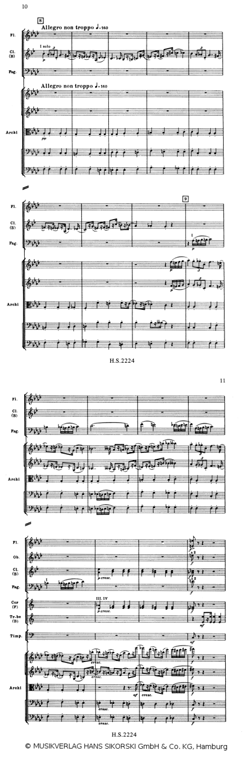 Schostakowitsch Symphonie Nr. 1 Satz 1 Ziffer 8 (Klarinetten-Thema) - © MUSIKVERLAG HANS SIKORSKI GmbH & Co. KG, Hamburg - Abdruck mit frdl. Genehmigung